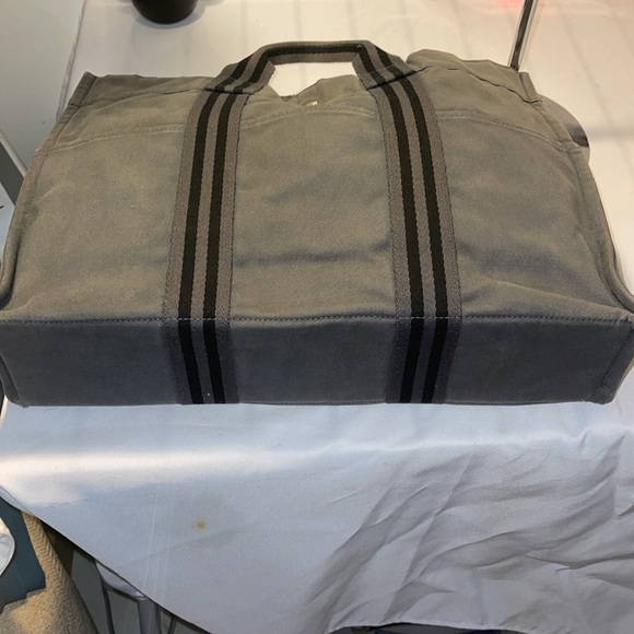 HERMES Fourre Tout MM Canvas Tote Handbag Gray GUC - Picture 7 of 13